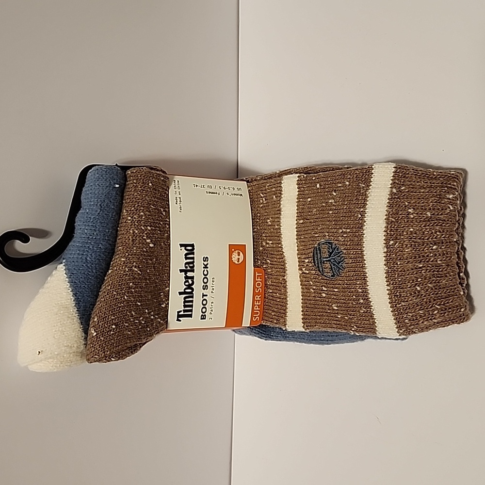 Timberland Women's Brown and Blue Boot Socks Super Soft Brand New